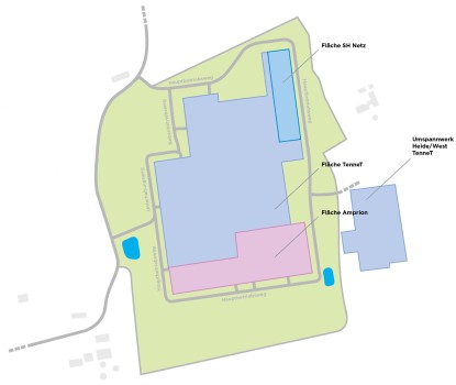 Lageplan für geplanten Konverter am Netzverknüpfungspunkt Heide